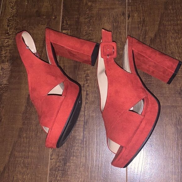 Suede platform heels 8 Wide - Picture 4 of 7